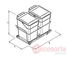 Kosz Na Śmieci Podwójny 2x 12l Tworzywo Sztuczne Srebrny - Rejs