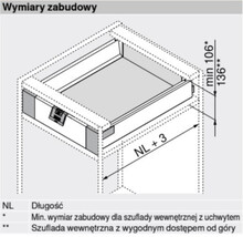 Szuflady Szuflada wewnętrzna TANDEMBOX ANTARO z hamulcem / wys. M=83 mm / dł. 50 cm / 30 kg / szary - Blum