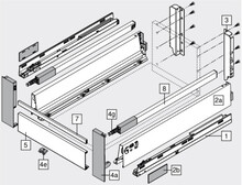 Szuflady Szuflada wewnętrzna TANDEMBOX ANTARO z hamulcem / wys. D=M+Reling / dł. 45 cm / 30 kg / biały - Blum