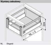 Szuflady Szuflada wewnętrzna TANDEMBOX ANTARO z hamulcem / wys. D=M+Reling / dł. 45 cm / 30 kg / biały - Blum