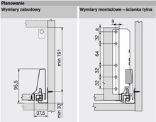 Szuflady Szuflada wewnętrzna TANDEMBOX ANTARO z hamulcem / wys. D=M+Reling / dł. 45 cm / 30 kg / biały - Blum