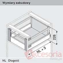 Szuflady ANTARO Wys.D=M+1Reling Wewnętrzna Głęb.55cm 30kg CZARNA Hamulec - Blum