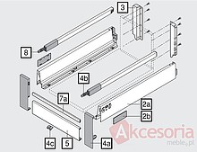 Szuflady ANTARO Wys.D=M+1Reling Wewnętrzna Głęb.55cm 30kg CZARNA Hamulec - Blum