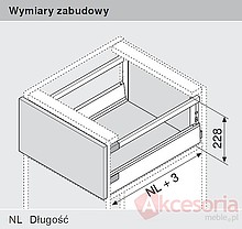 Szuflady BOXSIDE Metalowy Z37A BIAŁY Do ANTARO o Dł.45cm Wys.D 1SZT - Blum