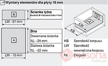 Tandembox TYŁ SZARY Do Wysokości Boku M=83mm Szer.Korpusu 80cm - Egger