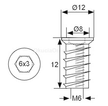 Złączki Montażowe Mufa koł. M Siso - ocynk / M6x12 mm / fi 8 mm / 100 szt. - Siso