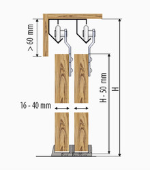 Systemy drzwi przesuwnych Zestaw HORUS HR20 do 3 drzwi przesuwnych / dł. 200 cm / 45 kg - Valcomp