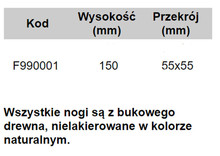 Nogi i okucia do stołów Drewniana noga do fotela - naturalny / wys. 15 cm - Arte Metal Style