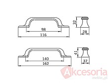 Uchwyt 1140 z Kolekcji Merida Czarny rozstaw 140mm - Siro