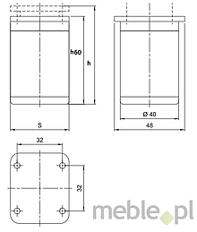 Nóżki i cokoły Nóżka kwadratowa D-861 z regulacją - biały / wys. 6 cm - Amix