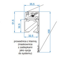 Prowadnice do drzwi Maskownica HGM/200 do systemu HERKULES GLASS / dł. 201 cm - Valcomp