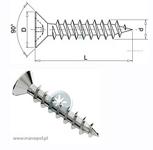 Złączki montażowe Wkręt do drewna U Marcopol / 3,5x30 mm / 1 szt. - Marcopol