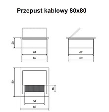 Mediaporty i przepusty kablowe Przepust Kablowy Kwadratowy z Aluminium 80x80 mm Czarny - Amix