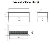 Mediaporty i przepusty kablowe Przepust kablowy prostokątny K262 - czarny / 160x80 mm - Amix