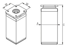 Nóżki i cokoły Nóżka kwadratowa z regulacją 4 cm / 10 cm - inox - Rejs