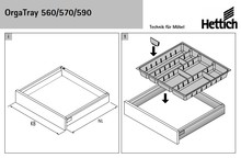 Organizacja szuflad Wkład na sztućce ORGATRAY 590 - srebrny / 307x462 mm - Hettich