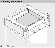 Szuflady Szuflada TANDEMBOX ANTARO z hamulcem / wys. K=115 mm / dł. 50 cm / 30 kg / szary - Blum