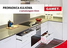 Prowadnica PK07 dł 30 cm z samodociągiem , 100%  wysuw, 40kg - Gamet
