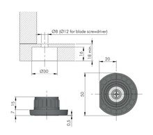 Nóżki i cokoły Nóżka/regulator poziomu Wurth A0683350 / udźwig 175 kg - Würth