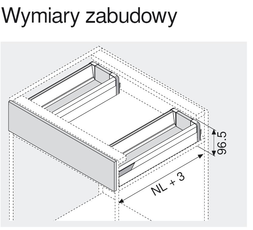 Szuflada Tandembox Wys.M=83mm ZLEWOZMYWAKOWA Dł.50cm 30kg Biała