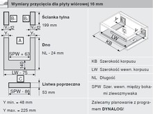 Szuflady Szuflada Tandembox Wys.D=198mm ZLEWOZMYWAKOWA Dł.55cm 30kg SZARA - Blum