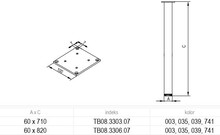 Nogi i okucia do stołów Noga meblowa aluminiowa kwadratowa 6 cm / 82 cm - elektropolerowany - Rejs