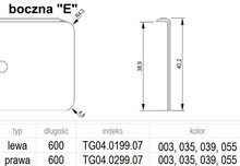 Listwy przyblatowe Listwa boczna prawa EGGER 38 60 cm - aluminium - Rejs