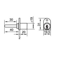 Zamki Zamek centralny Siso 1018 MASTER J11 - niklowany / fi 19 mm - Siso