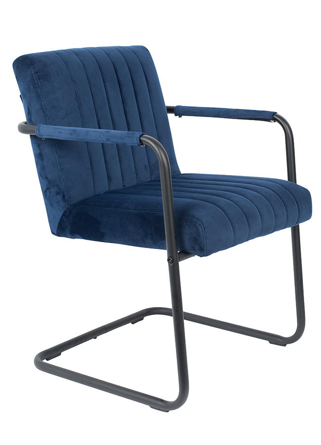 Fotel STITCHED velvet - granatowy