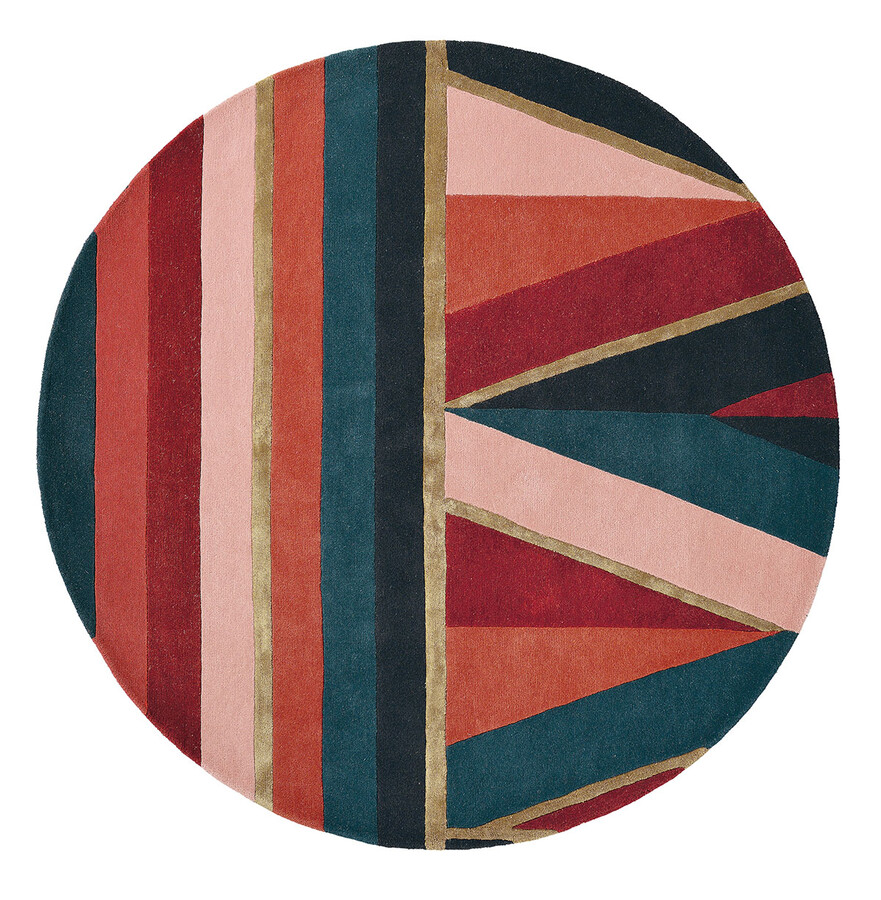 Dywan okrągły SAHARA ROUND BURGUNDY 56105 - zielono-bordowy
