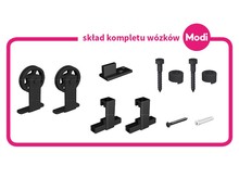 Systemy drzwi przesuwnych MODI Roc Design Zestaw do drzwi przesuwnych Czarny 1950 mm Kółka Pełne - Valcomp