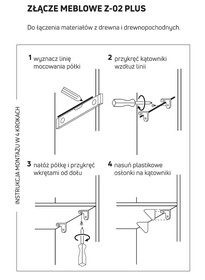 Kątowniki Wsporniki półek Złącze Meblowe Regulowane Z-02 Plus Orzech 12 Szt - Aluprofil