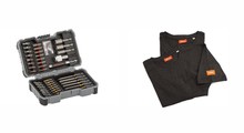 Zawiasy 250kpl Zawiasów CLIP 100° 71M2550 + Prowadnik 173L6100 + Zestaw Bitów BOSCH +2 x T-shirt BLUM - Blum