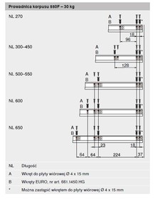 Prowadnica TANDEM TIP-ON 550F dł.65 cm Częściowy Wysuw Blum - Blum