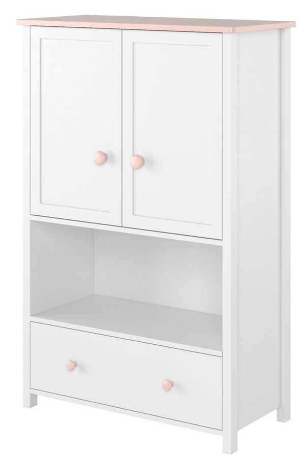 Wysoka komoda LUNA LN-11 - biały/różowy