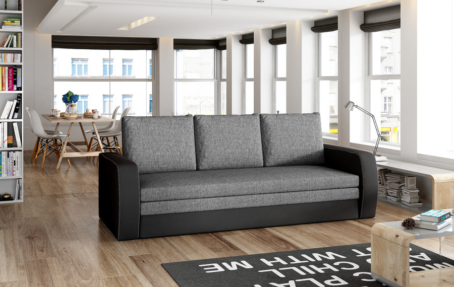 Sofa rozkładana z bokami INVERSA - tkanina Sawana 05/ekoskóra Soft 11