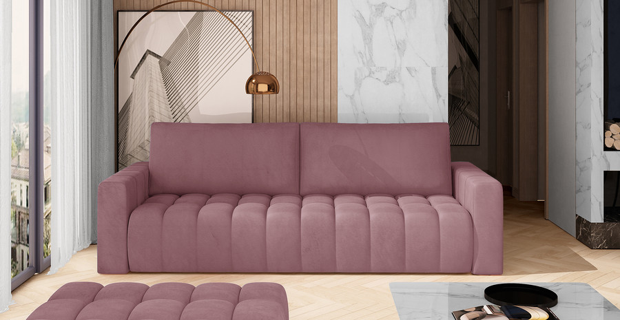 Sofa rozkładana pikowana LAZARO - tkanina Matt Velvet 63