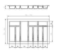 Organizacja szuflad Wkład na sztućce Wurth 80x45 cm - grafit - Würth