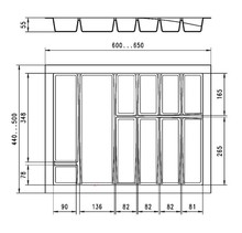 Organizacja szuflad Wkład na sztućce Wurth 70x50 cm - grafit - Würth