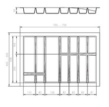 Organizacja szuflad Wkład na sztućce Wurth 80x50 cm - grafit - Würth