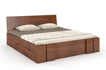 Łóżko drewniane bukowe z szufladami VESTRE Maxi&DR 140x20 - orzech