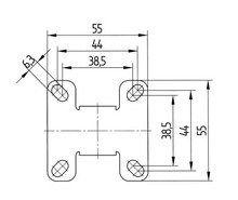 Kółka Kółko obrotowe AGILA z blaszką mocującą (widelec) - obudowa z blachy stalowej / fi 50 mm - Tente