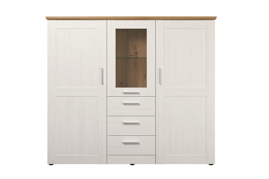 Kredens 3-drzwiowy z szufladami SHADE - sosna andersen/dąb artisan