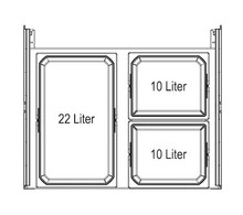 Pojemniki na śmieci do zabudowy Kosz Wurth VS ENVI SPACE do korpusu 60 cm / 2x10 + 1x22 l  - Würth