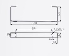 Nóżki i cokoły Noga meblowa NS37 Czarny Mat H=120 mm Szerokość 370 mm - Gamet