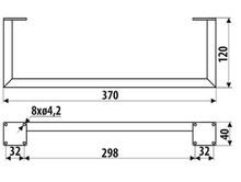 Nóżki i cokoły Noga meblowa NS38 Czarny Mat H=120 mm Szerokość 370 mm - Gamet