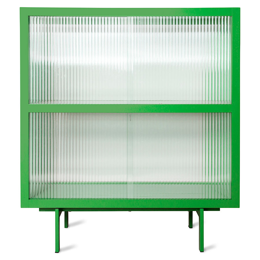 Komoda 4-drzwiowa z szybą CUPBOARD - zielony