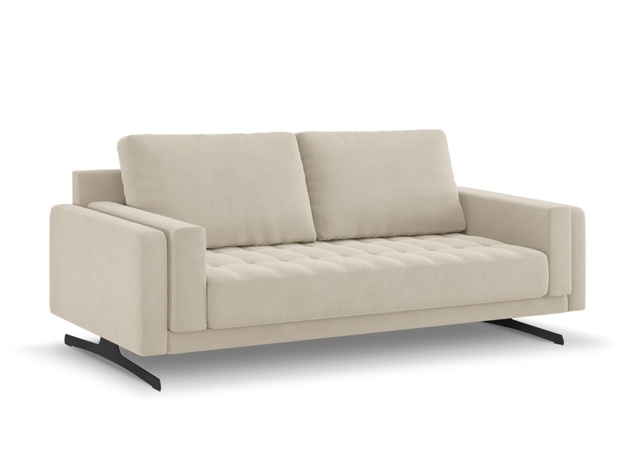 Aksamitna sofa 3-osobowa KELSO - czarne nogi