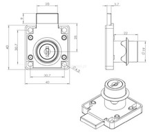 Zamki Zamek kwadratowy prawy Siso X-850 - niklowany / fi 19 mm / klucz chowany - Siso