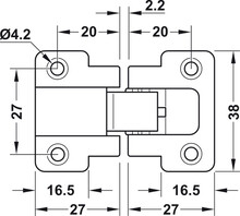 Zawiasy Zawias do klap drewnianych Hafele z regulacją / gr. płyty 18 mm / 90° - Häfele